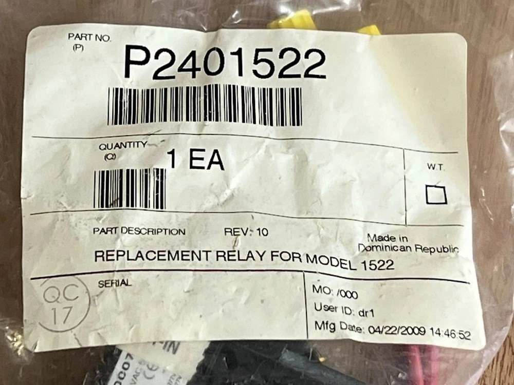 K-Rain Replacement Relay for 1522 Controller Part no. P2401522