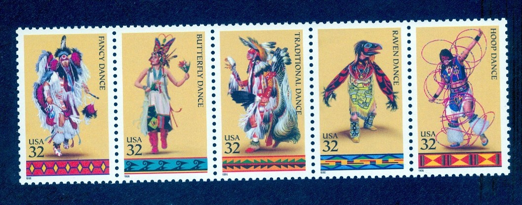 US 3072-3076 Native Americans, strip/5,  Mint XF NH