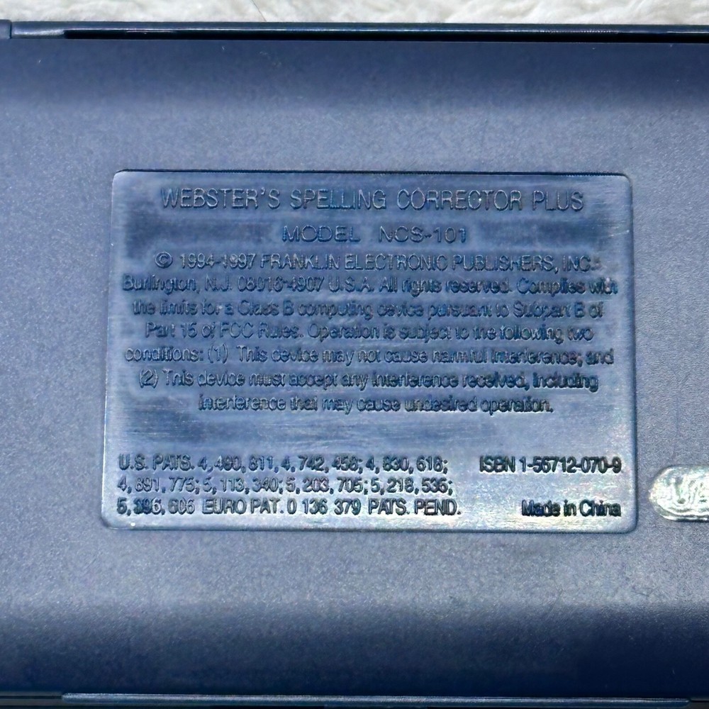 Franklin NCS-101 Webster's Spelling Corrector Plus VTG Working Condition