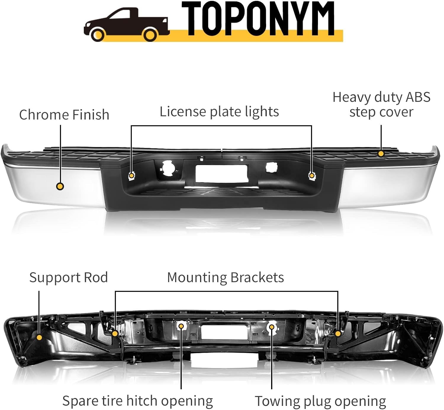 Rear Step Bumper Assembly Compatible With 2007-2013 Chevy Silverado 1500 & GMC