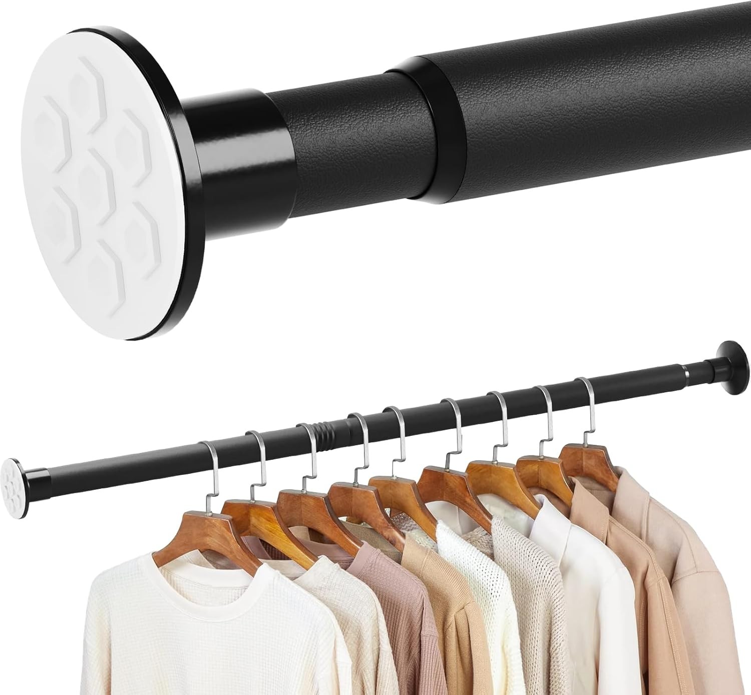 No Drilling Closet Rod for Hanging Clothes Closet Wardrobes Bathroom Laundry