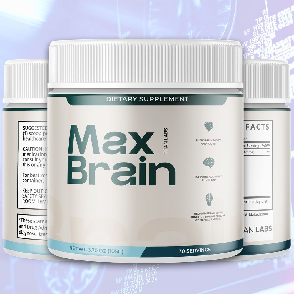 (2 Pack) Max Brain Powder Natural Brain Support Supplement MaxBrain 60 Servings