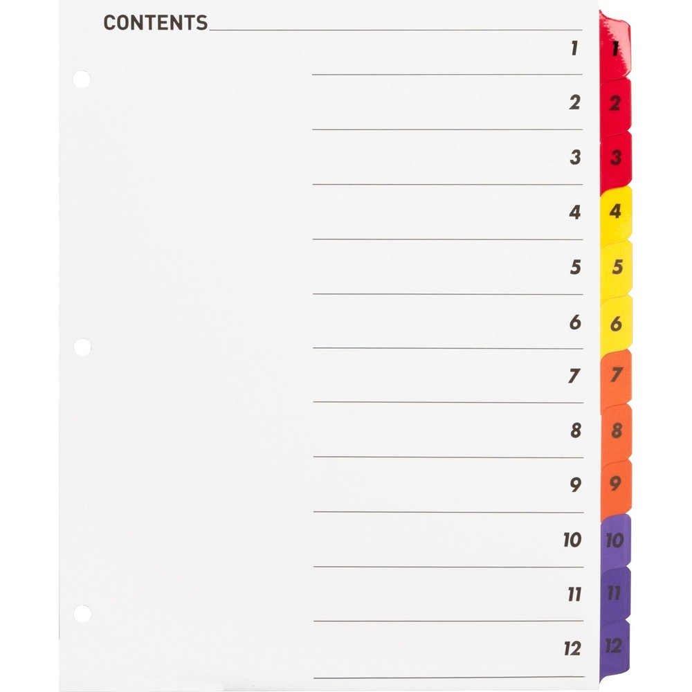 Sparco SPR21903 Color Coded Indexing System 12 Set Multicolor