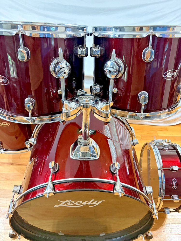 Leedy 5pc Drum Set Very Nice With Tom Mount Wine Red