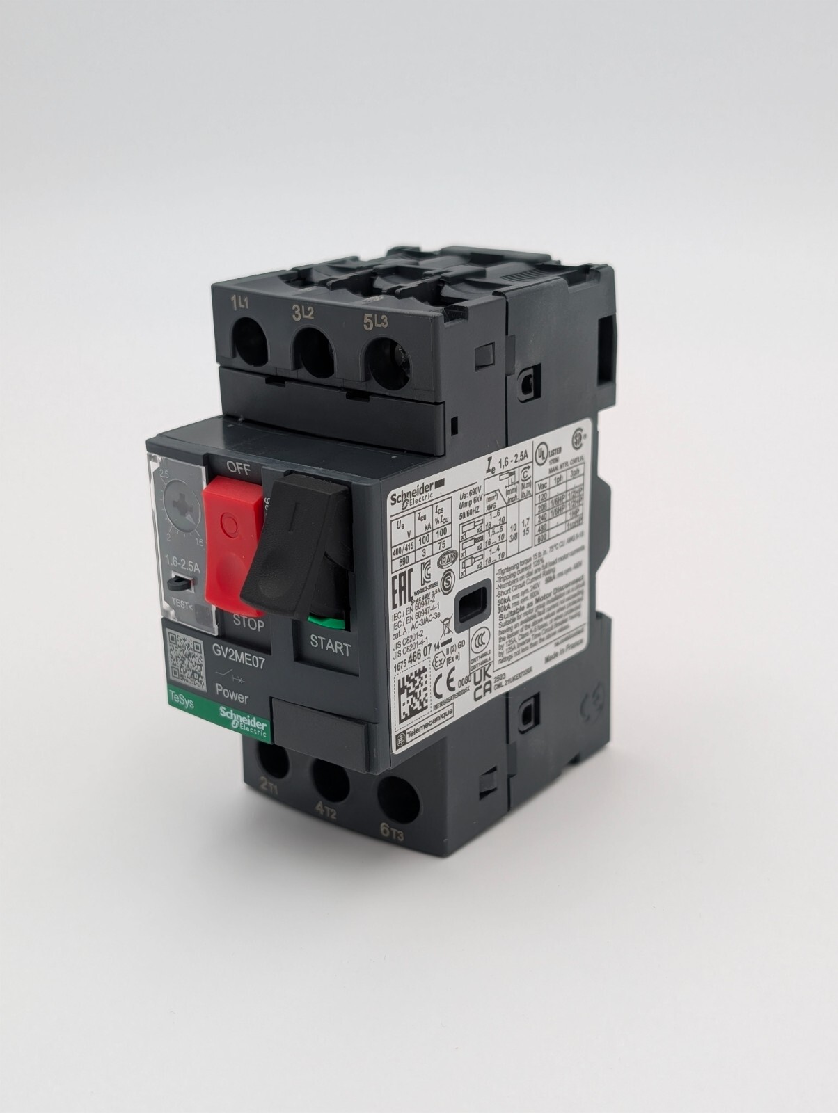 Schneider Electric GV2ME07 Manual Motor Circuit Breaker 3P 1.6 to 2.5A USA STOCK