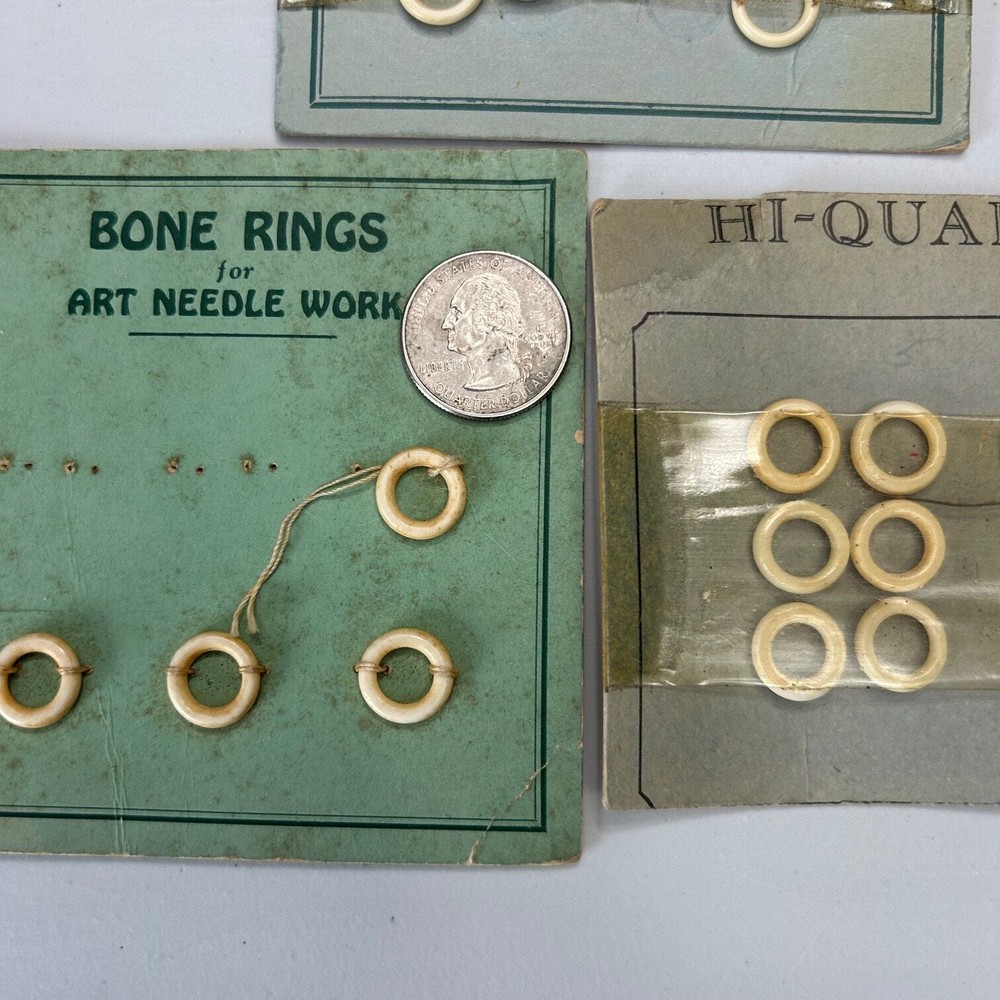 Antique Authentic Bone Crochet Rings 22 Small 7 Large (29)