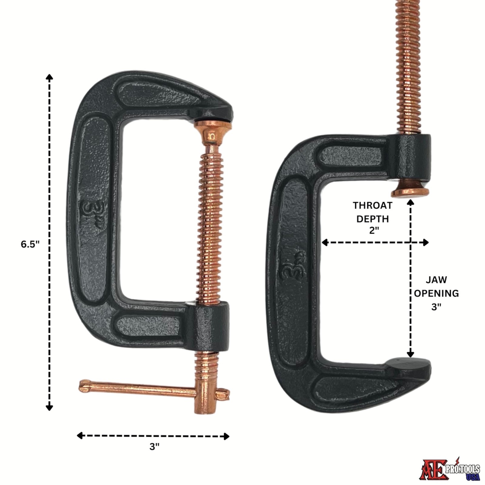 8 PC Set - Heavy Duty Steel C-Clamp | 3", 4", 6", 8" | Industrial Strength