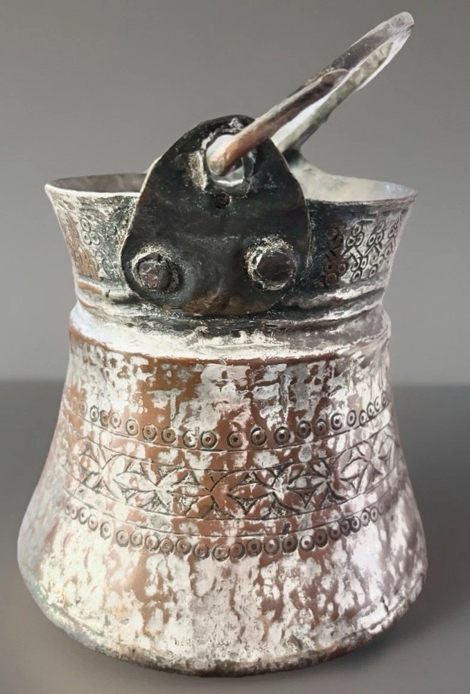 Antique Middle Eastern Copper Cauldron Bucket