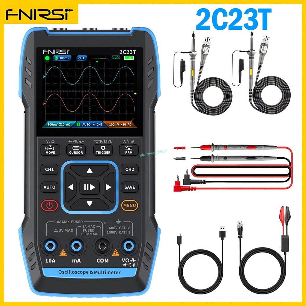 FNIRSI 2C23T+P6100 Digital Oscilloscope Multimeter Function Signal Generator