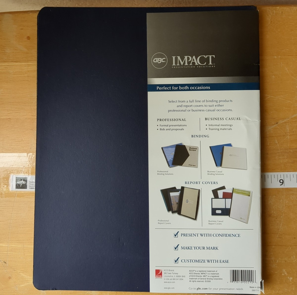 ACCO, Impact, Navy Binding Covers, New Opened Box, 20 Pack