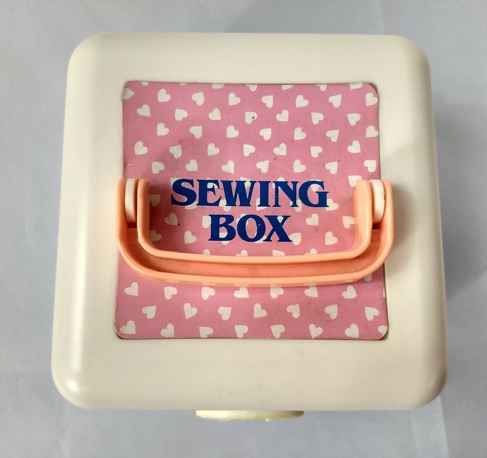 Vintage Childs Sewing Box Plastic with Insert Crafting Needlepoint Thread Holder