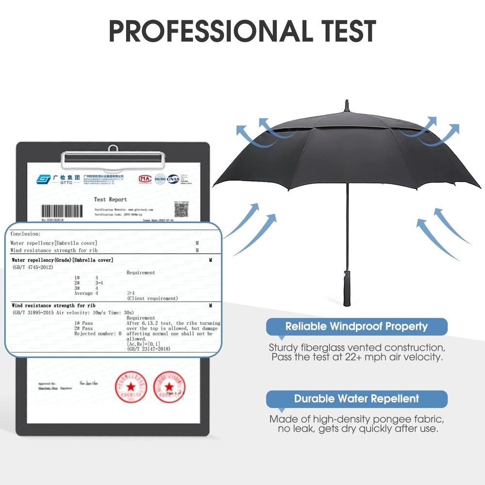 G4Free 62 Inch Automatic Open Golf Umbrella Oversize Extra Large