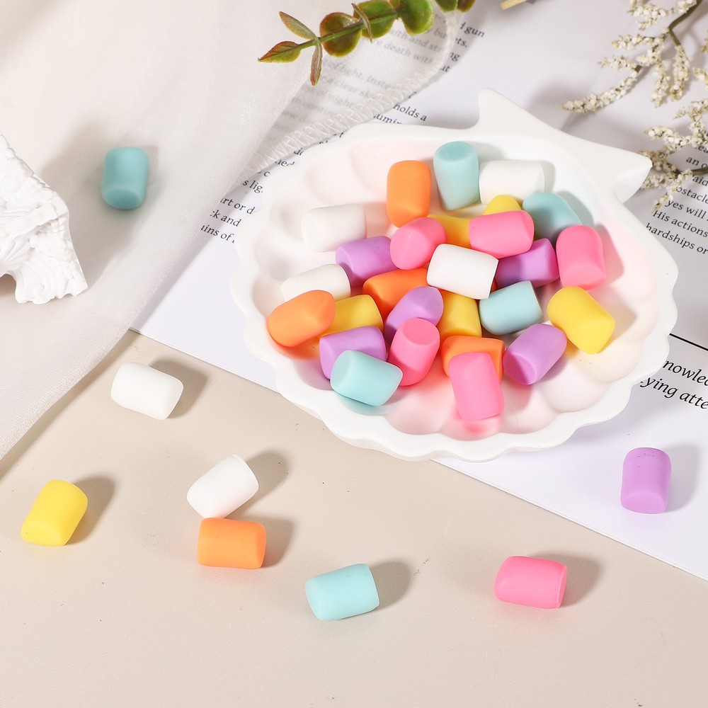 50 Pcs Resin Candy Charm, Artificial Simulation Cotton Candy, White