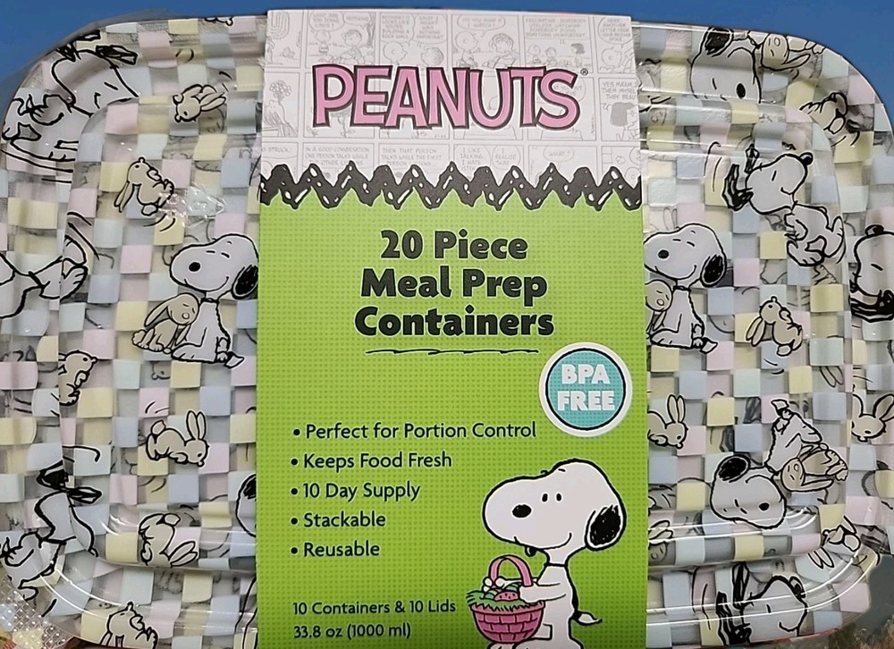 Peanuts Snoopy 20 Piece Meal Prep Containers Storage Easter Bunnies