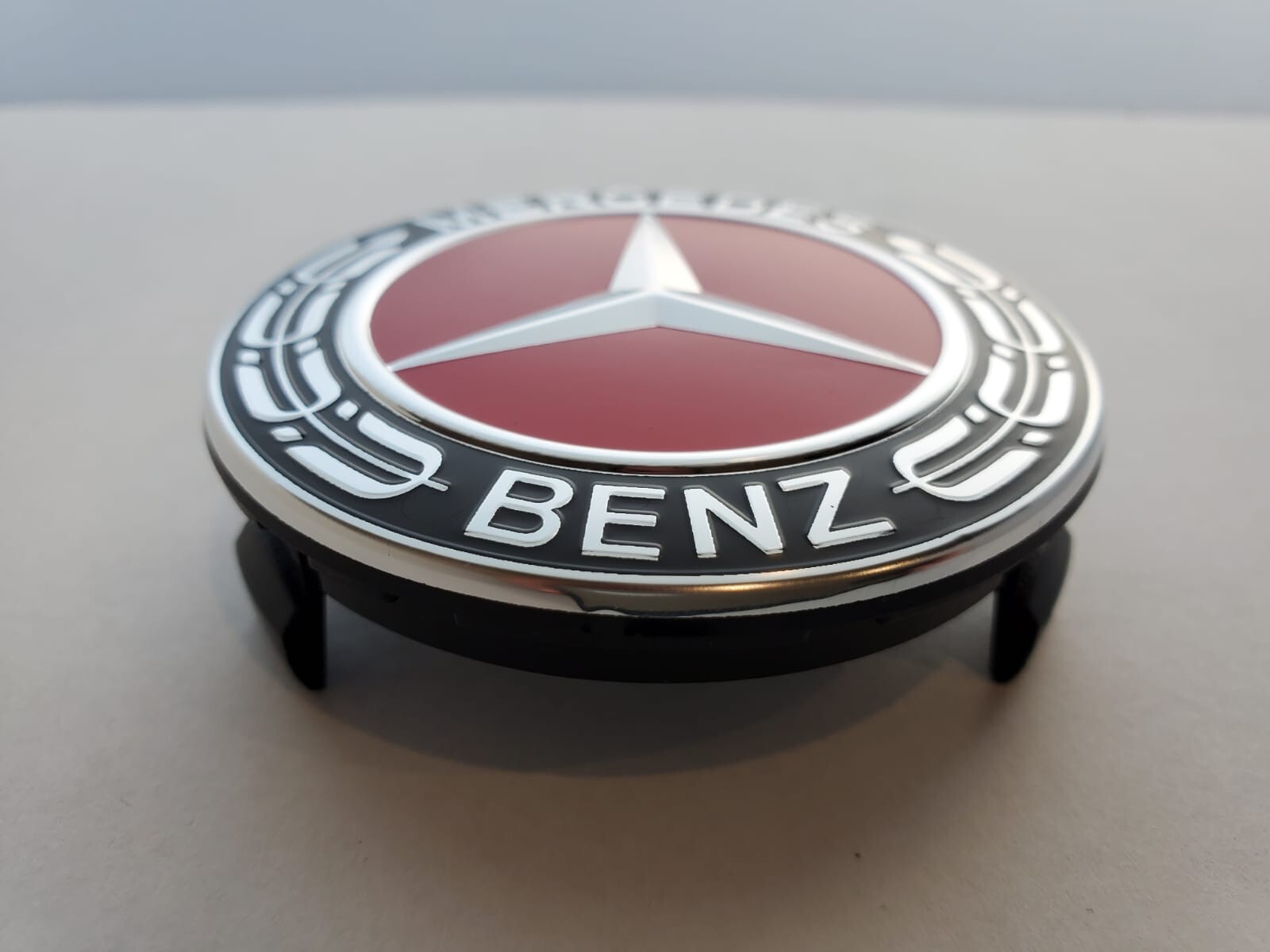 Set of 4 Mercedes Benz Center Caps Black-Red 2.95Inch/75mm Fits Most Models