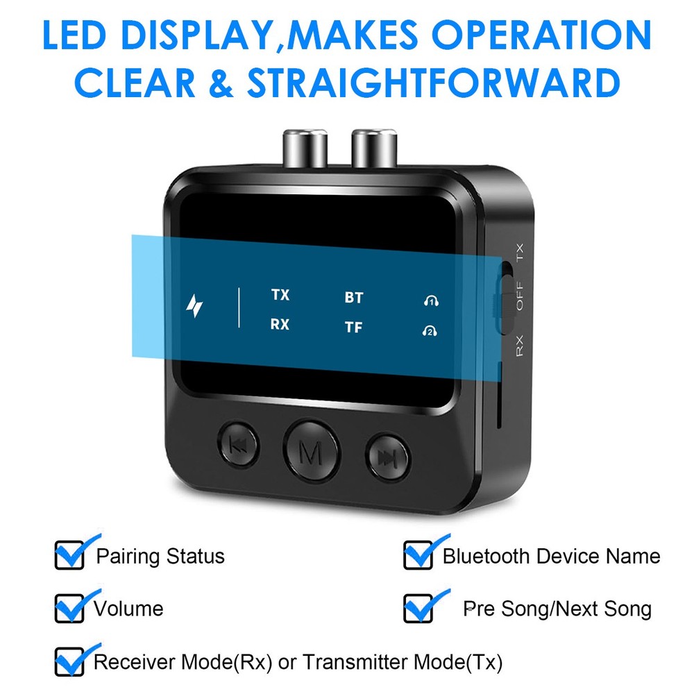 Bluetooth 5.4 Wireless Transmitter Receiver HiFi Audio Music Adapter AUX RCA ..