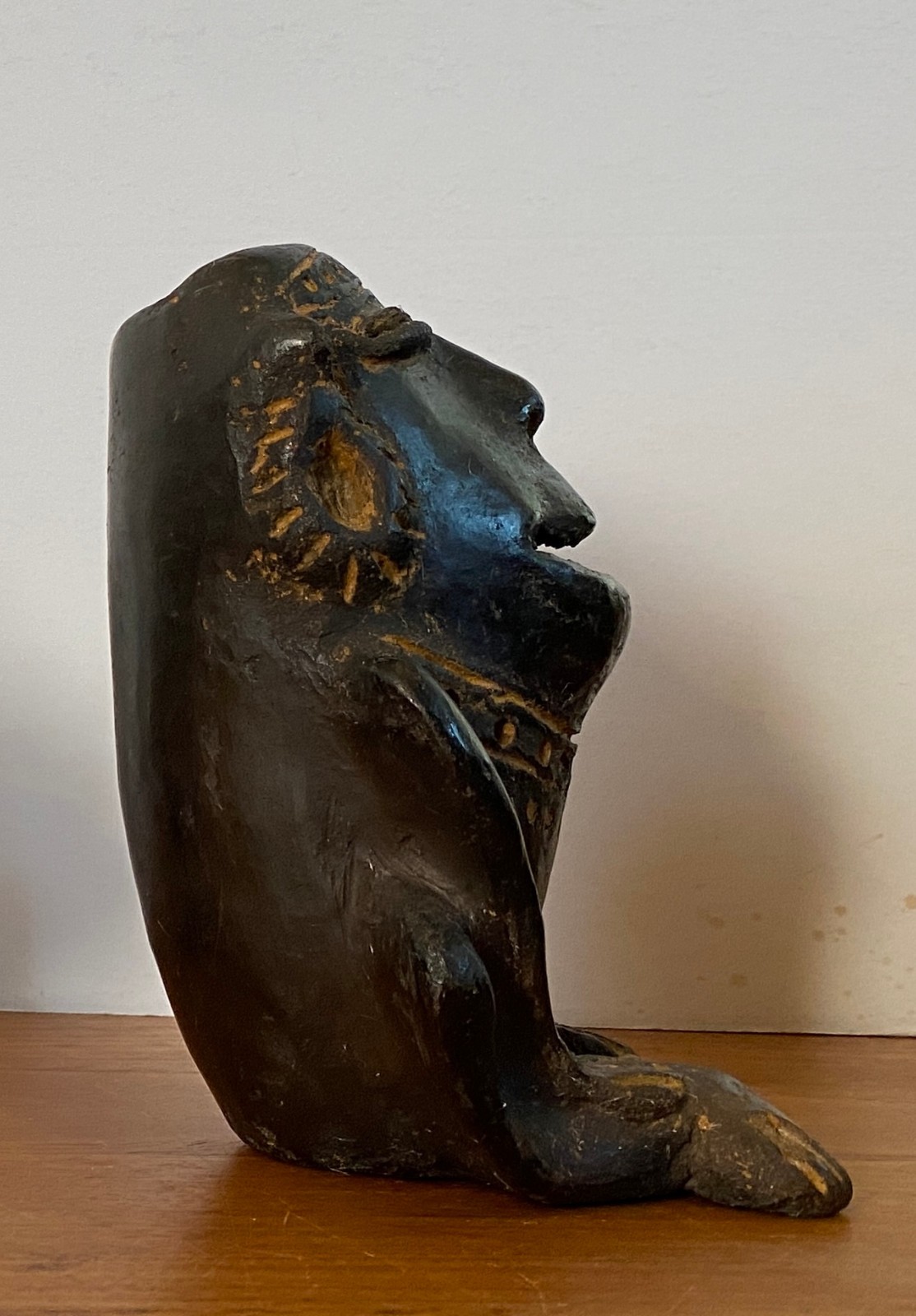 3 Pre Columbian Style Black Ware Clay Figures Musical Seated Vintage / Antique