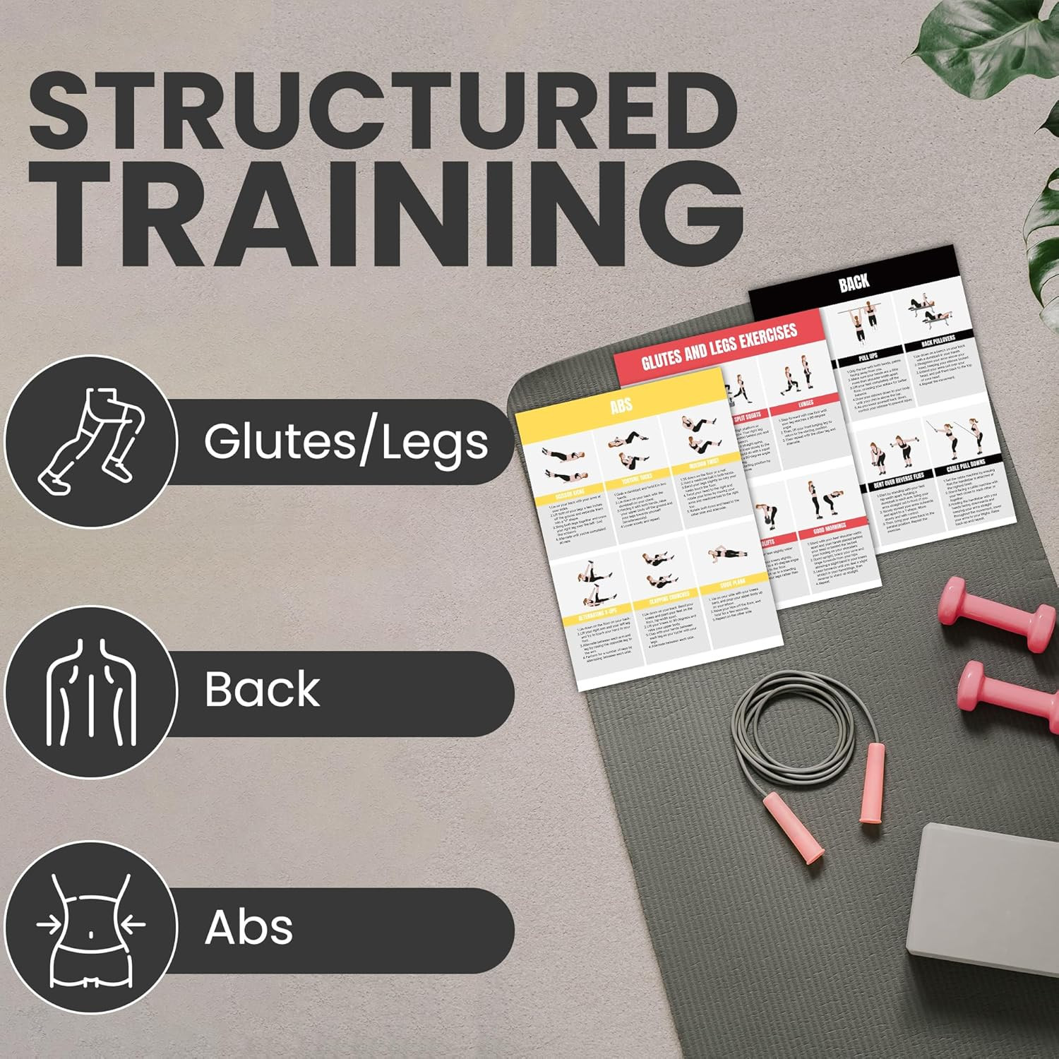 Full Body Workout Poster for Home Gym – Exercise Chart for Glutes, Legs, Back &