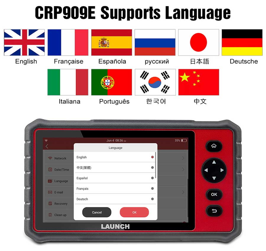 LAUNCH CRP909E Pro Elite Car Diagnostic Tool OBD2 Scanner Key Coding Full System