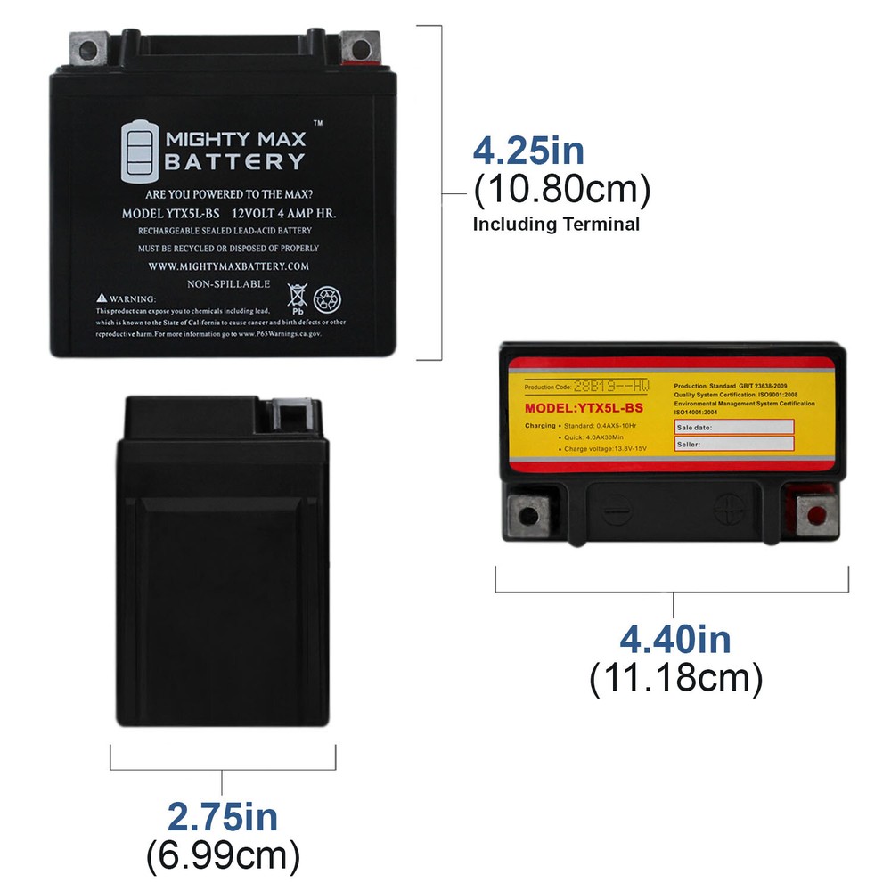 Mighty Max YTX5L-BS Motorcycle Battery Replacement