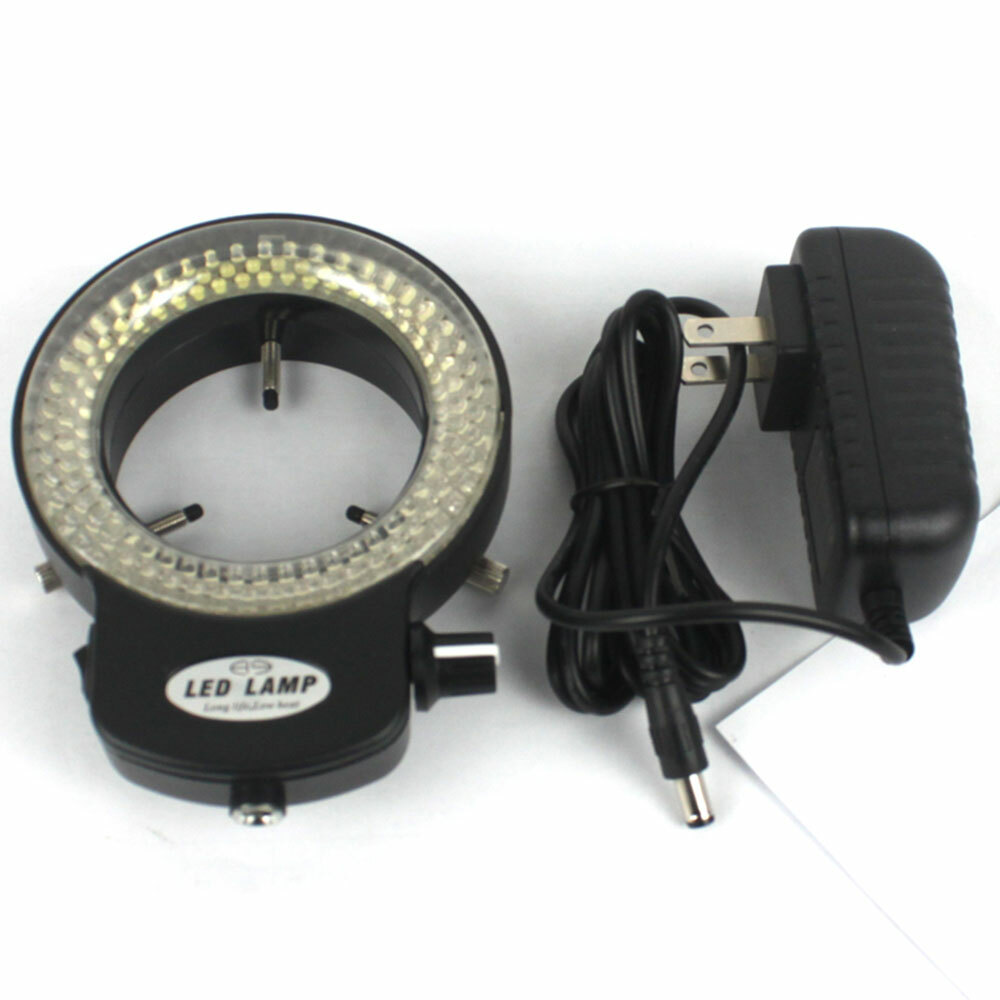 Quick 144 LED Bulbs Microscope Ring Light Illuminator Adjustable Lamps US Plug