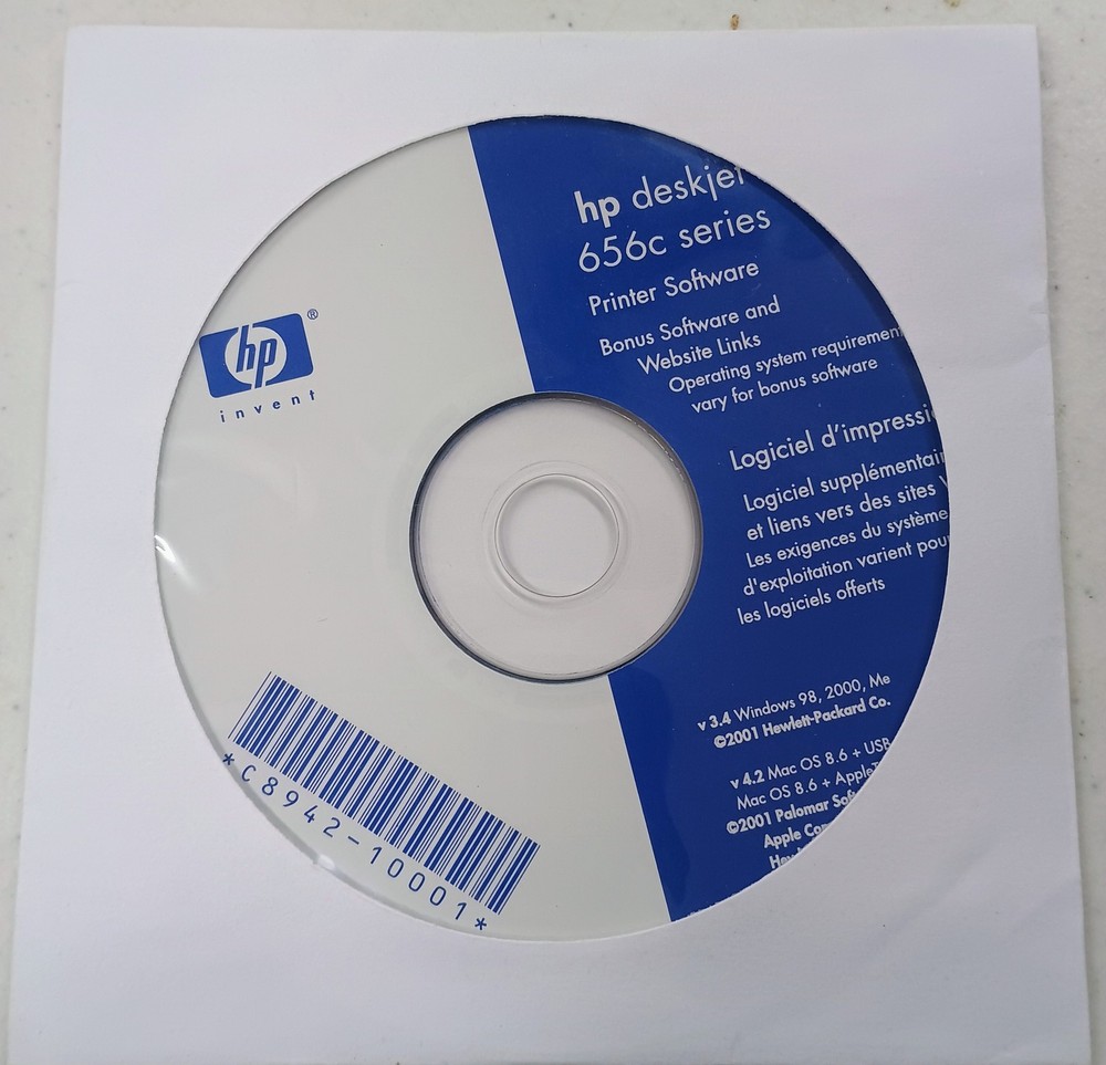 HP Deskjet 656c Series Printer Driver & Software CD Windows 98 2000 Me Mac OS