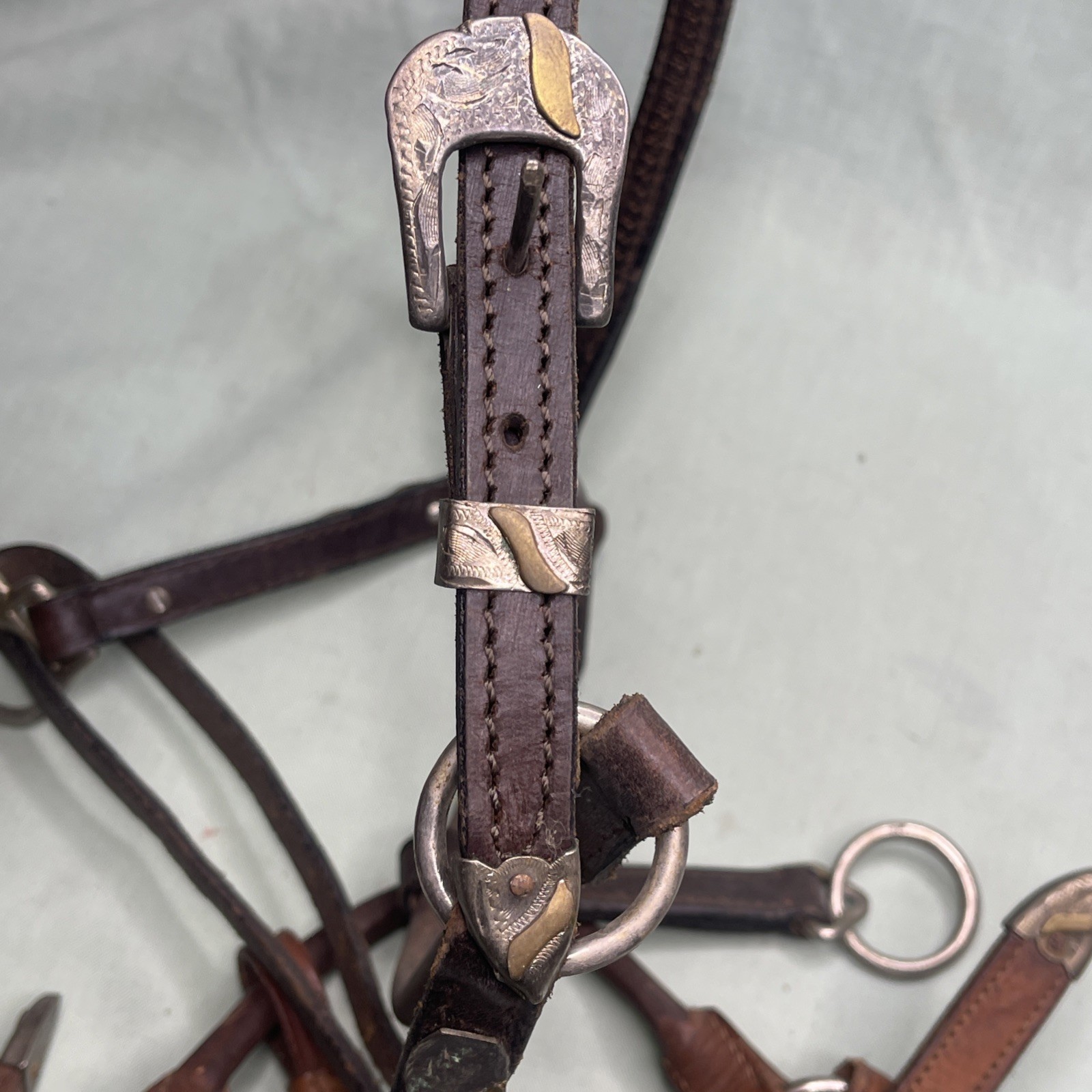Vintage Western Silver Overlay Headstalls Lot 4 Engraved Horse Bridles Tack