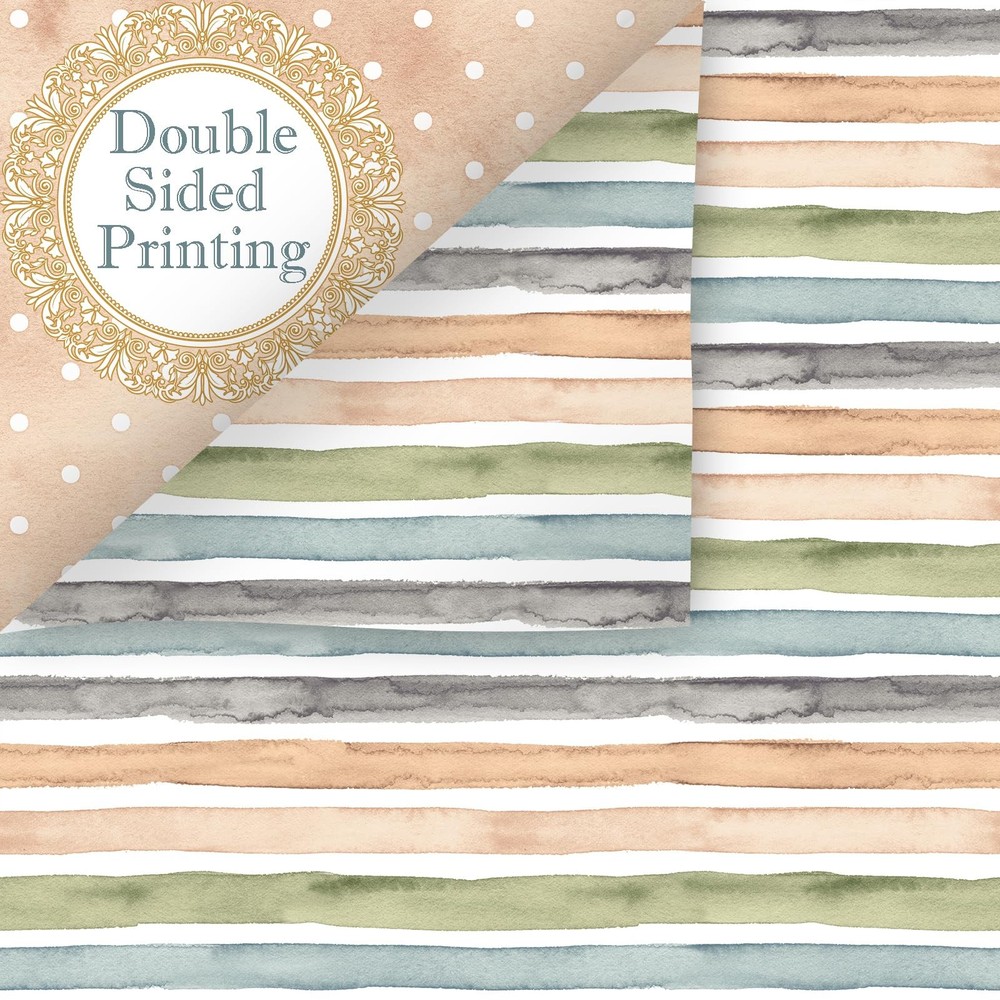 24 Sheets Earth Tone Scrapbook , Double-Sided Neutral Color Strips Patterns D...