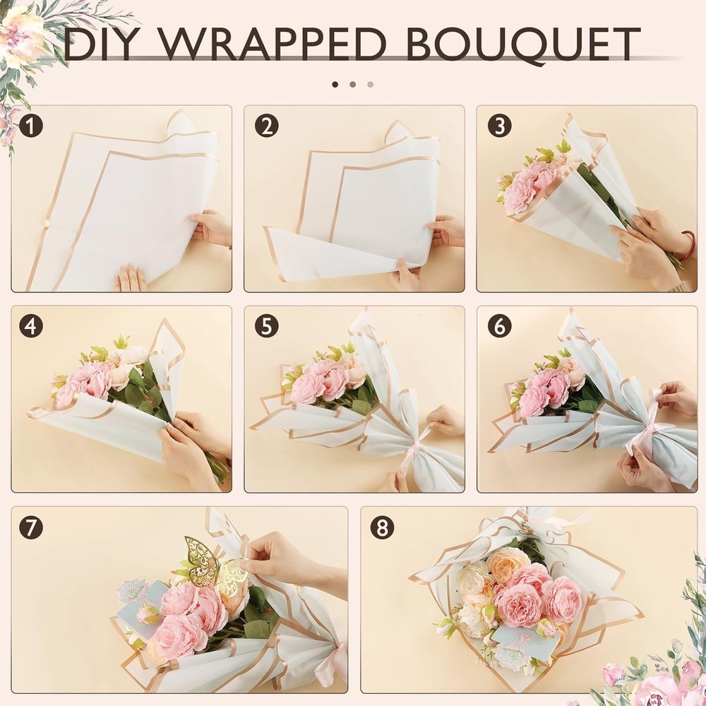 100 Sheets Flower Wrapping Paper Set