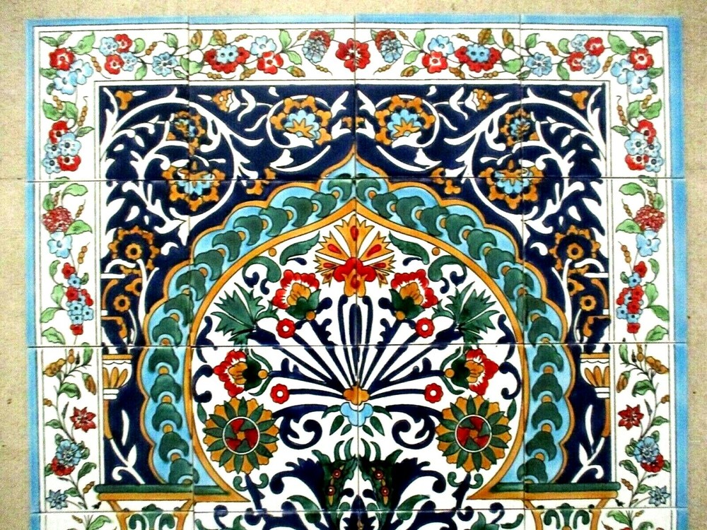 24" x 36" Hand painted Ceramic tile art panel Mosaic wall mural Backsplash
