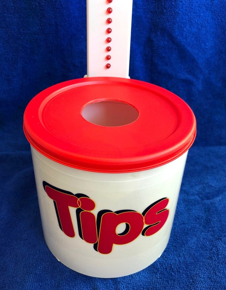 TIP JAR - WITH RED LID - Electronic Tipping Jars