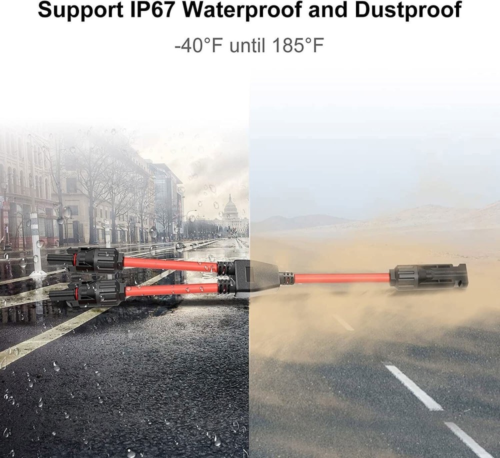 Solar Panel Connectors Waterproof Y Branch Parallel Adapter Cable Wire Plug USA