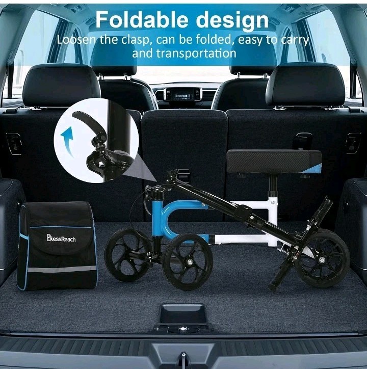 BlessReach Steerable Knee Scooter Foot Surgery , Foldable,Dual Brake, WB2111