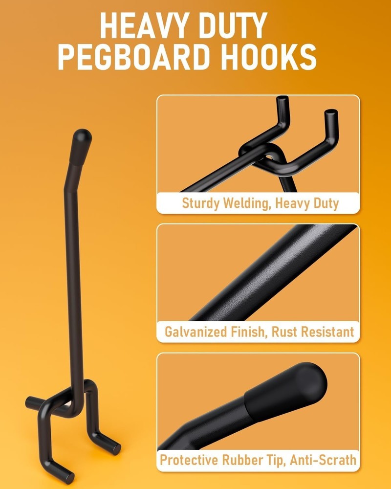 4-Inch Black Pegboard Hooks - 60 Pack for Maximum Storage Efficiency