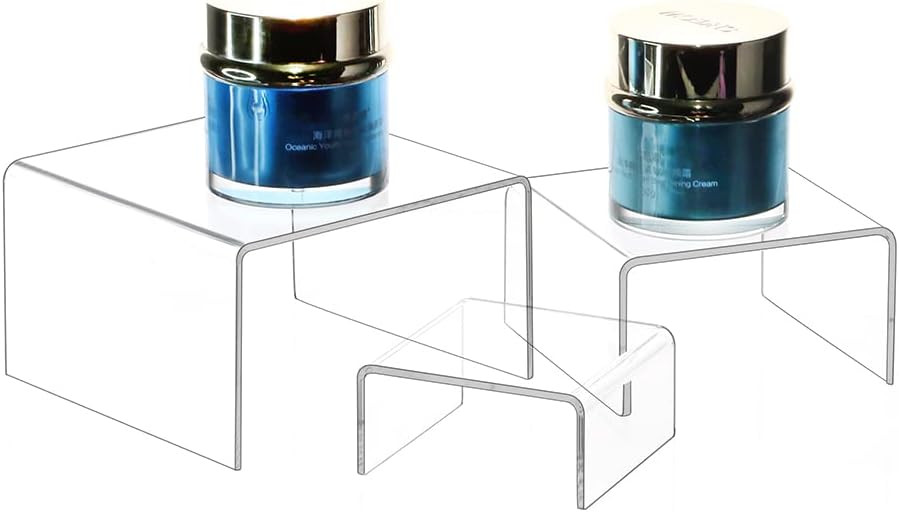 Jusalpha 6 -Piece Strong Clear Acrylic Rectangular Riser Large, 2 Sets,