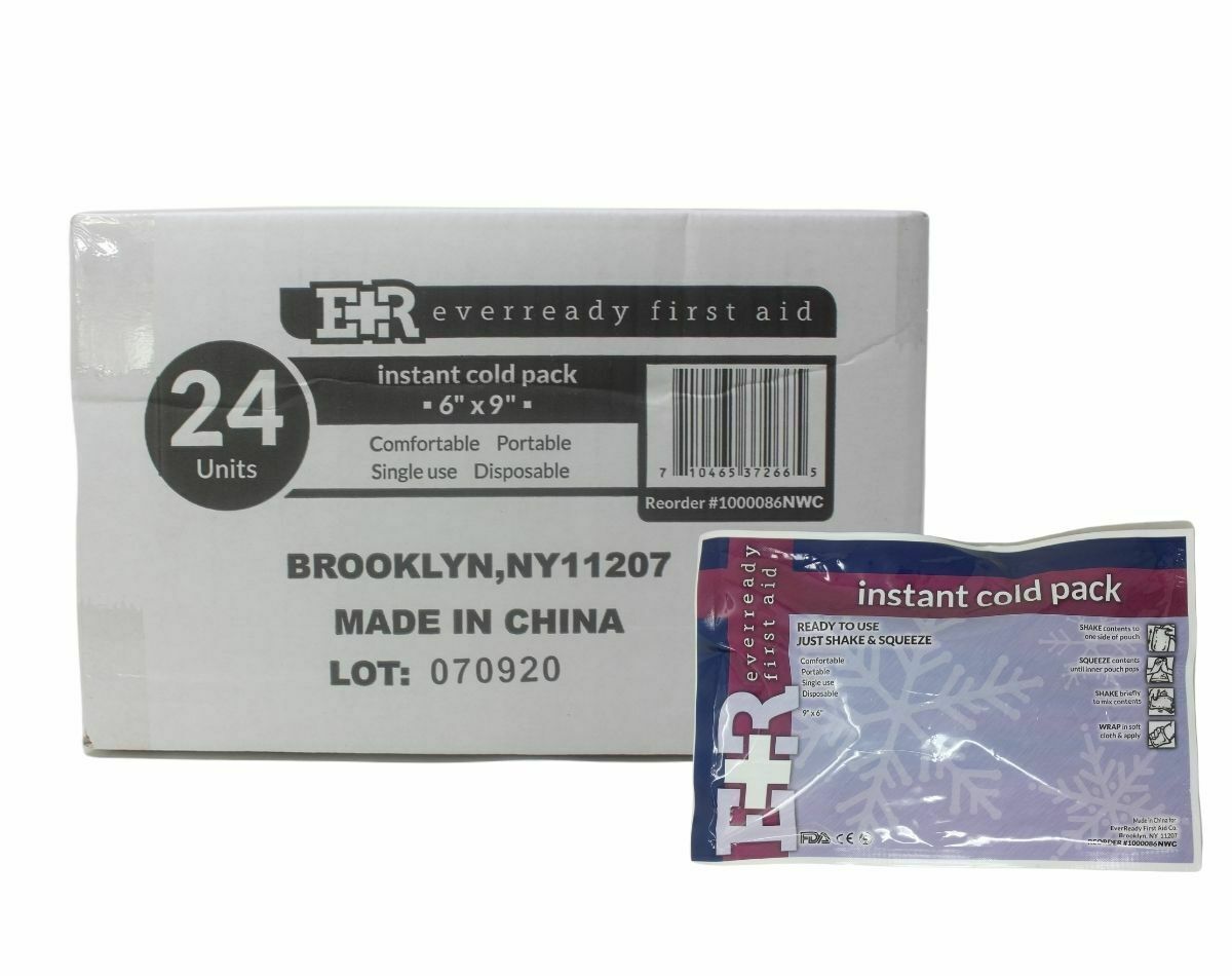 INSTANT COLD COMPRESS ICE PACKS 6"X9" CASE OF 24 Calcium AMMONIA NITRATE BASED