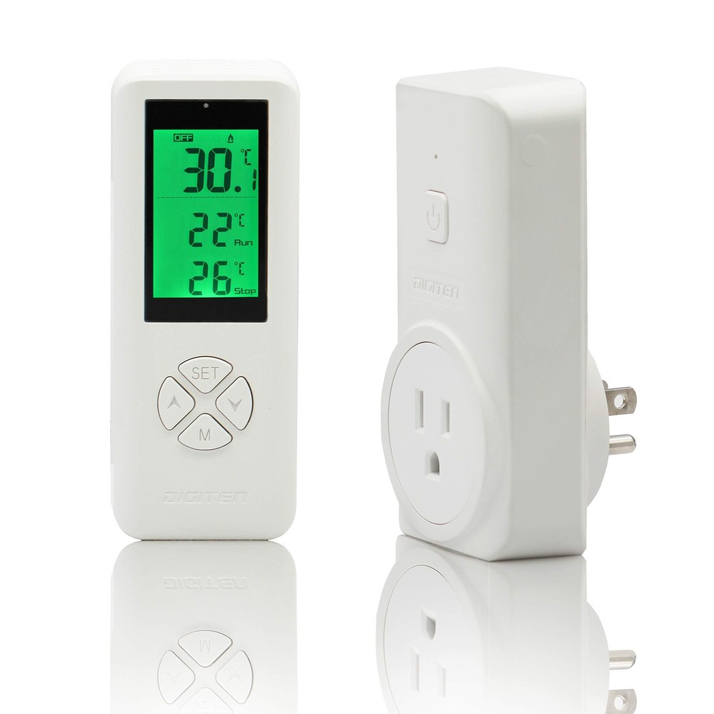 DIGITEN Wireless Temperature Controlled Outlet, Digital Plug-in White, Black