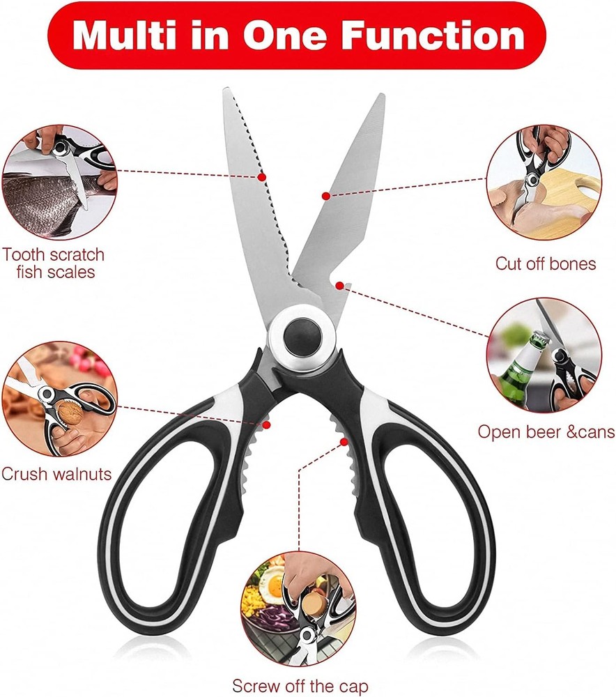 2× Kitchen Scissors Heavy Duty Premium Sharp Kitchen Shears Food, Fish, Bones US