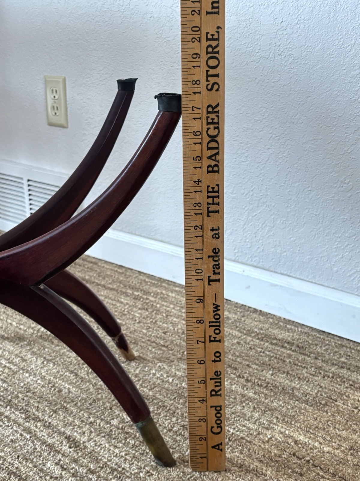 VTG Mid-Century Modern Spider Leg Tray Table Folding Base Brass Tips No Tray MCM