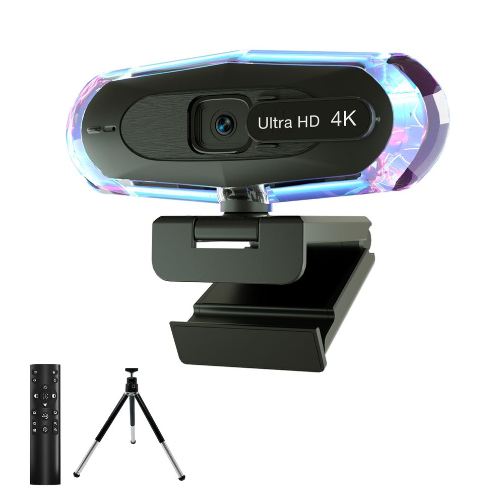 ceabulila 4K Webcam for PC, 4K Webcam with Remote Control and RGB Light,