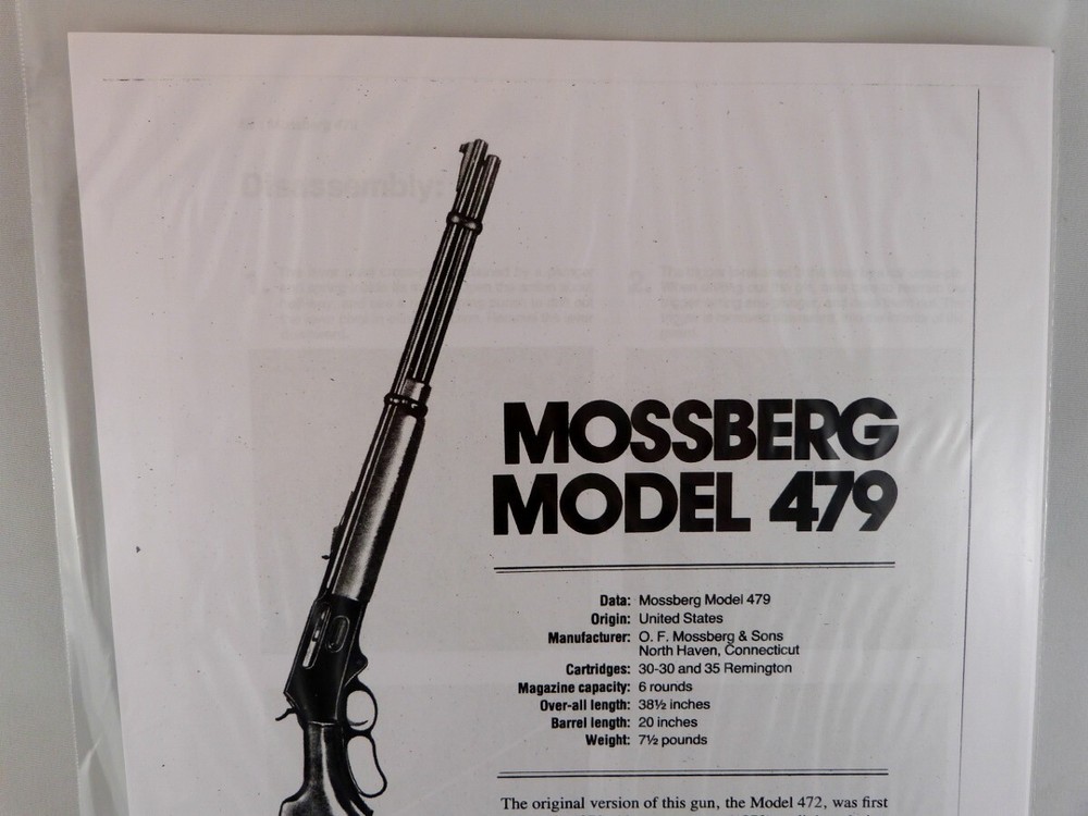 MOSSBERG MODEL 479 RIFLE BREAK DOWN INSTRUCTION KIT