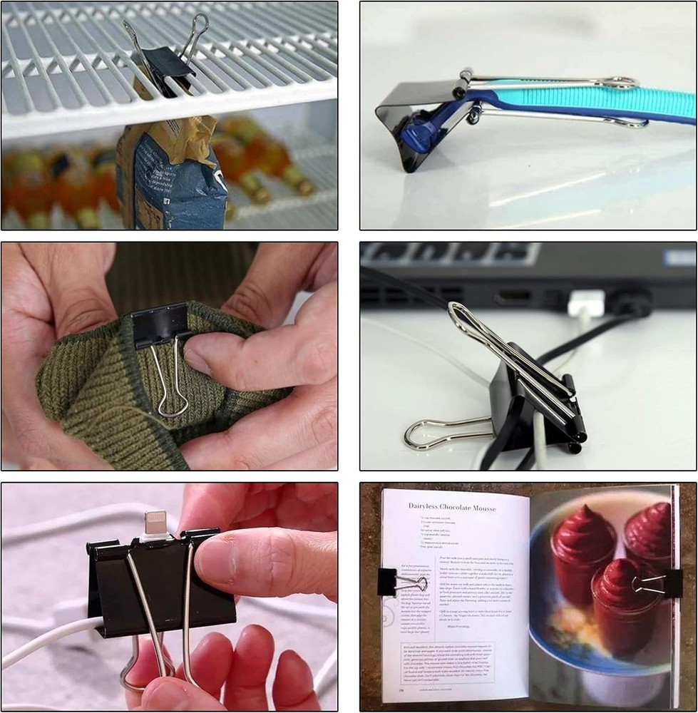 Assorted Sizes Binder Clips - 100 Pieces