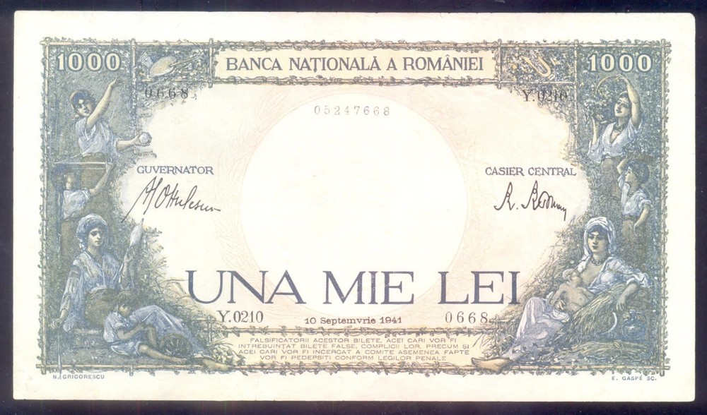 ROMANIA  1000  Lei  1941  P52