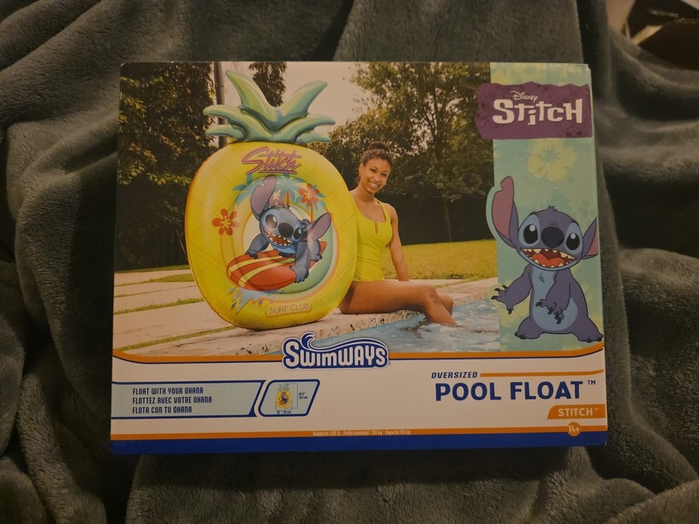 Swimways Disney Stitch Oversized Pool Float 32" X 48.5"  Float With Your Ohana!