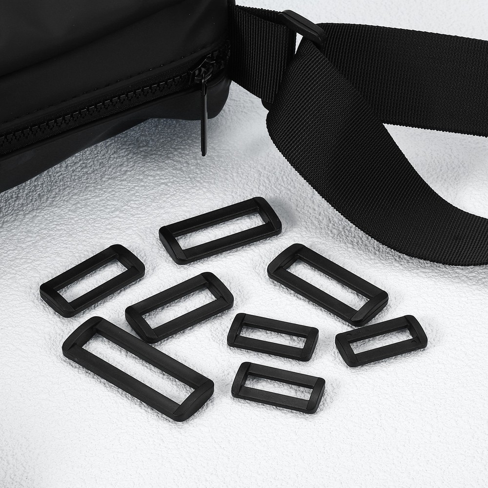 6 x 2 Inch Plastic Rectangle Rings Webbing Belts Buckle Slide Loop Black