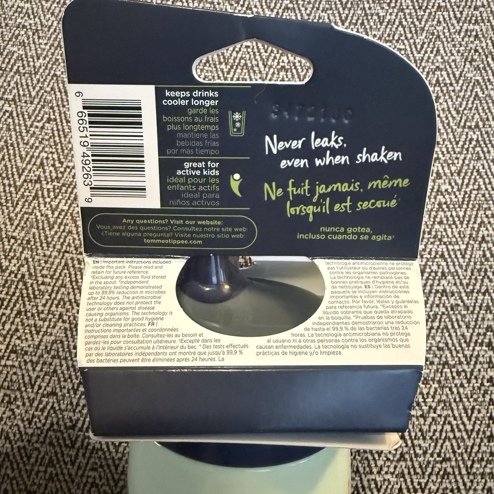 Tommee Tippee Insulated Straw Sippy Cup, 9oz., 12M+, Leak & Shake Proof Bottle