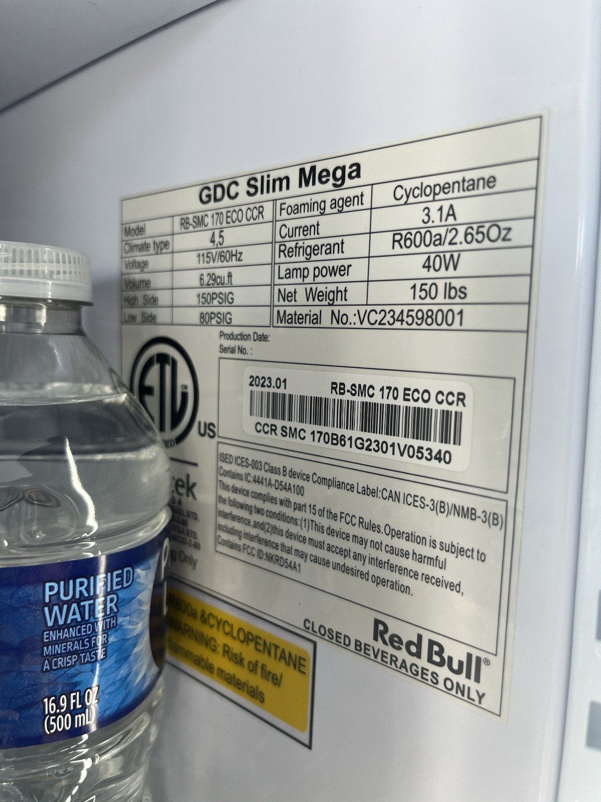 Red Bull GDC Slim Mega Fridge RB-SMC 170 ECO CCR