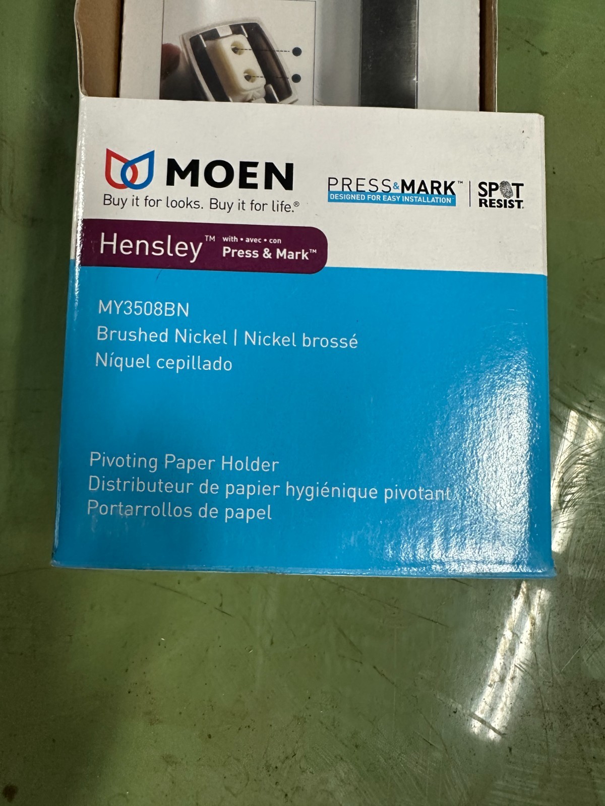 Moen MY3508BN Hensley Pivoting Paper Holder Brushed Nickel Press & Mark