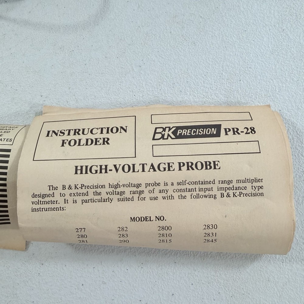 BK Precision PR-28 High Voltage Probe W/ Instructions