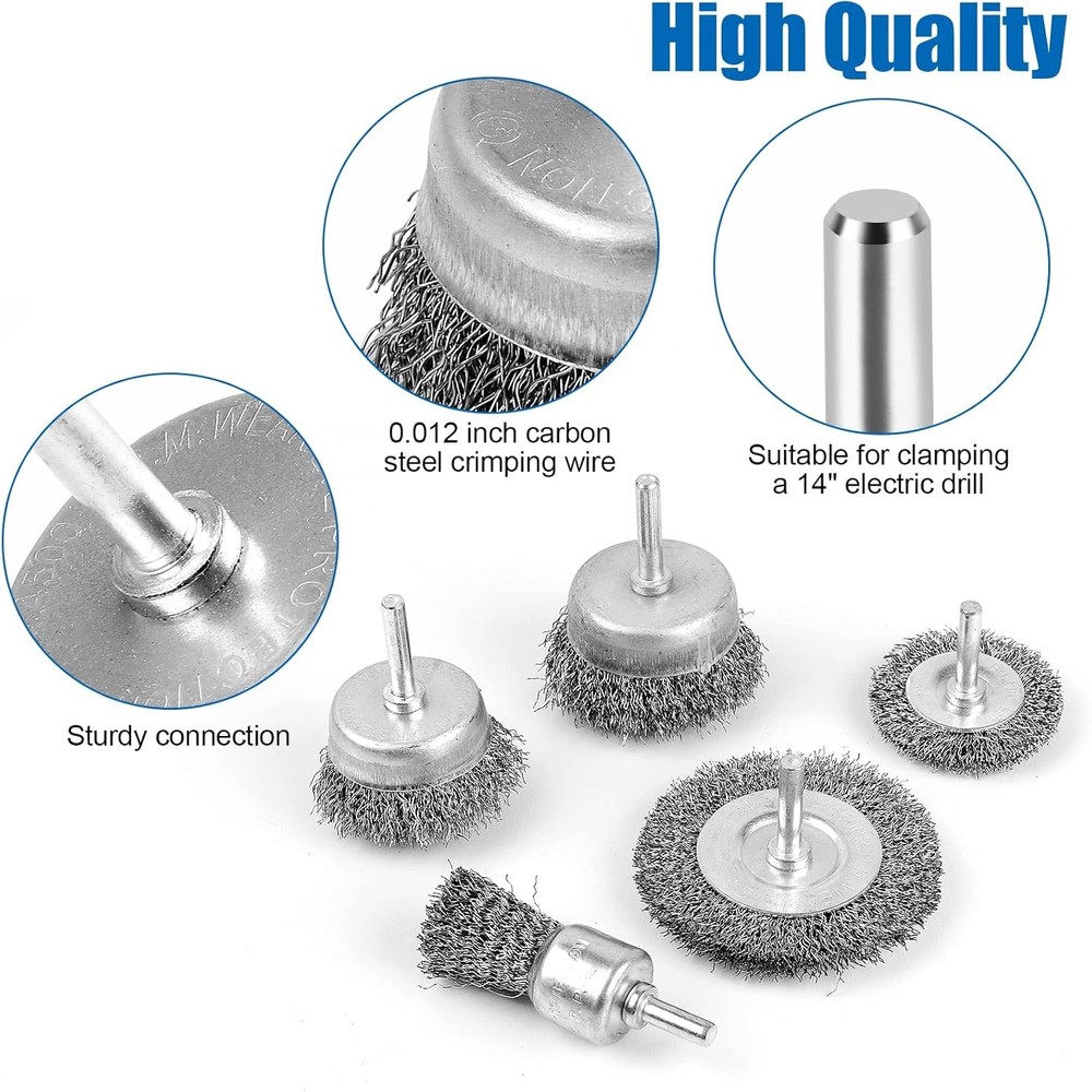 Wire Brush for Drill, Wheel Cup Set, Drill Silver